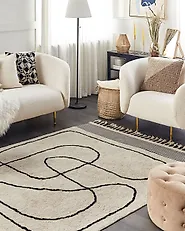 Teppich DOKUZ Beige 140 x 200 cm Baumwolle_1179201