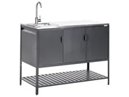 Outdoor-Küche 2er Set mit Spüle MAENZA Schwarz Metall_981441