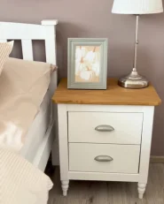 2 Drawer Bedside Table SHILLINGTON Pine Wood Brown/ White_1027257