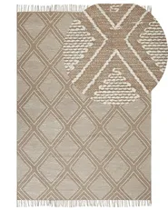 Teppich KACEM Beige 140 x 200 cm Baumwolle_831140