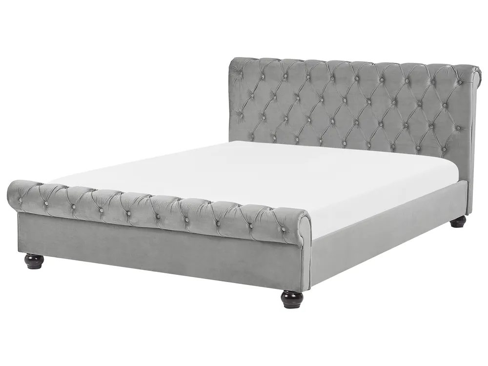 Wasserbett Samtstoff AVALLON 160 x 200 cm Grau