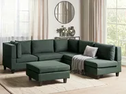 Modul Ecksofa 5-Sitzer UNSTAD mit Ottomane Stoff Dunkelgrün rechtsseitig_925512