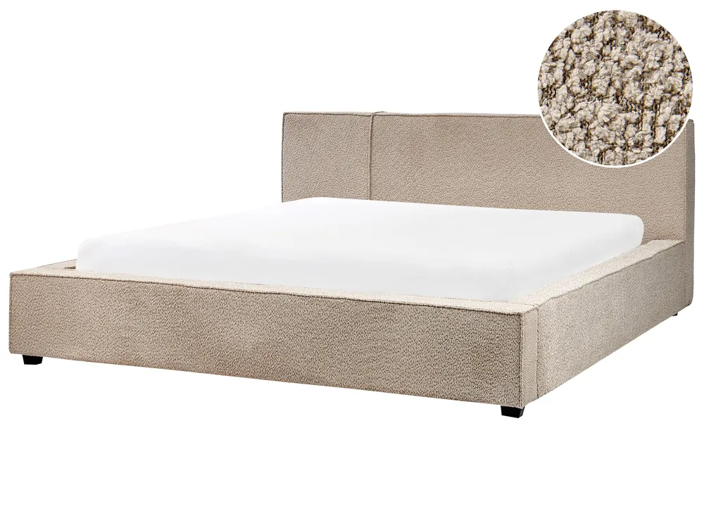 Bett mit Lattenrost Bouclé MIRANDE 180 x 200 cm Taupe