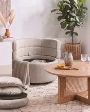 Drehsessel RANDERS mit Stauraum Stoff Beige_1063349
