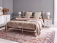 Bett mit Lattenrost Metall LYRA 140 x 200 cm Hellbeige_1162001