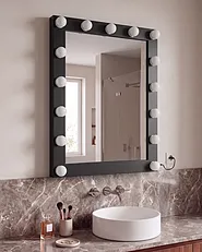 LED-Badezimmer-Spiegel ODENAS 50 cm 60 cm Schwarz_1155732