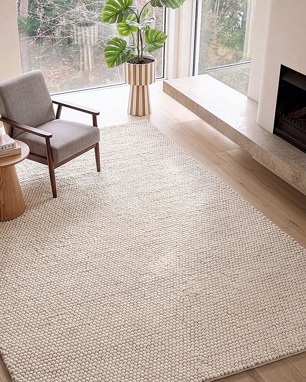 Rug KORDEA Light Beige 160 x 230 cm Wool