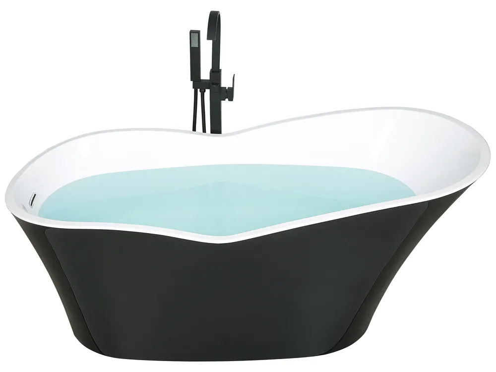Freistehende Badewanne DULCINA 170 x 80 cm Schwarz / Weiß