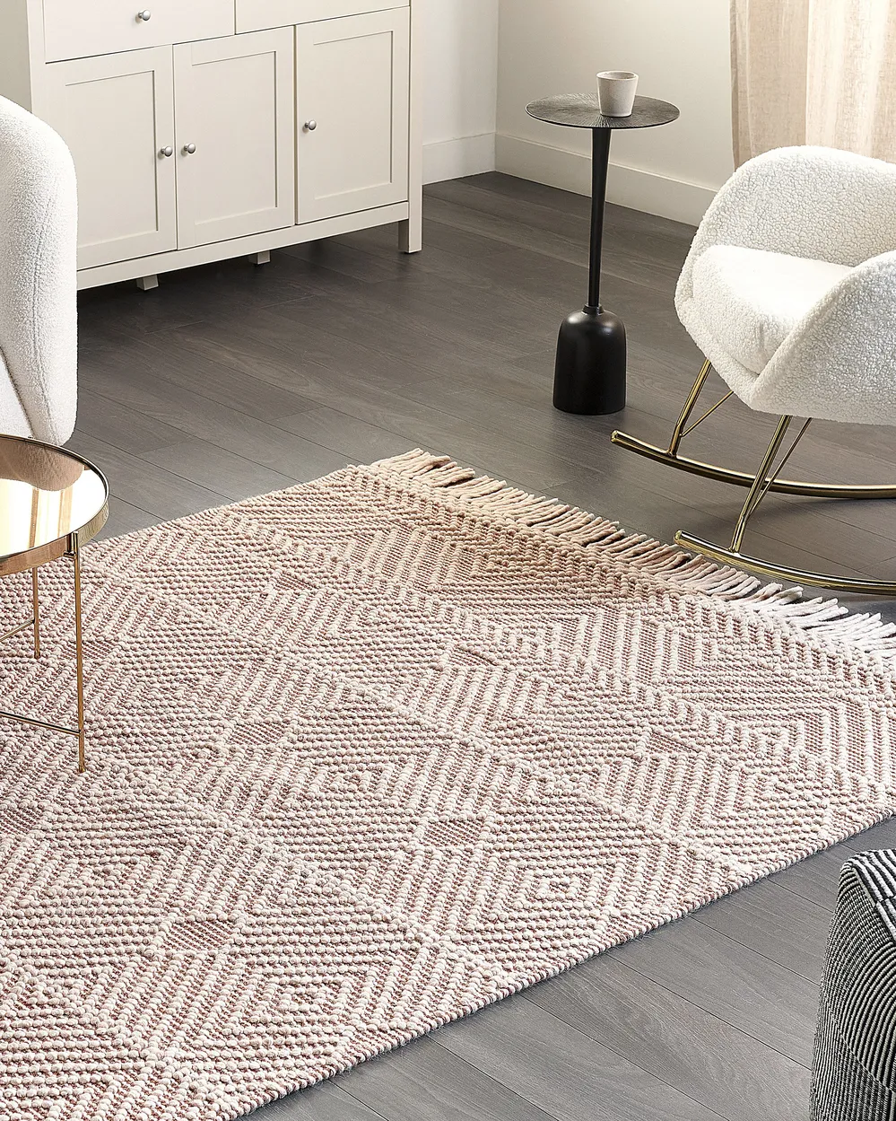 Teppich KESTEL Braun Beige 160 x 230 cm Wolle