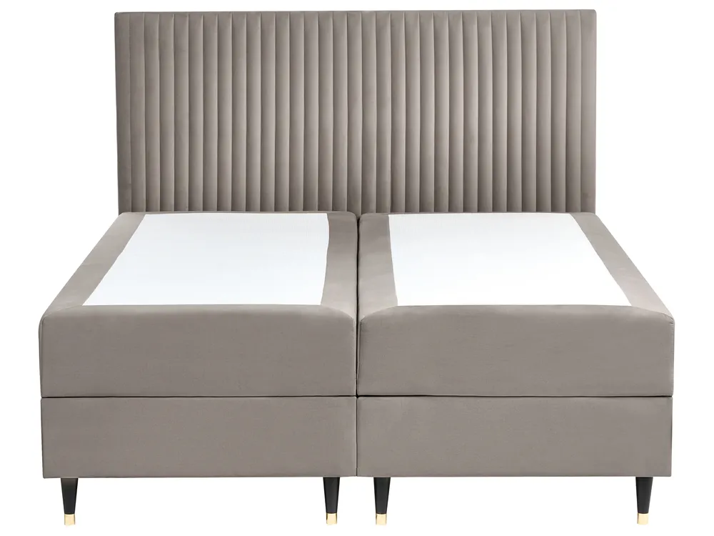 Kontinentalni krevet s prostorom za pohranu DAME Samet Sivo-bež 160 x 200 cm_1004855