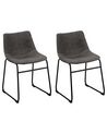 Set of 2 Dining Chairs BATAVIA Fabric Dark Grey