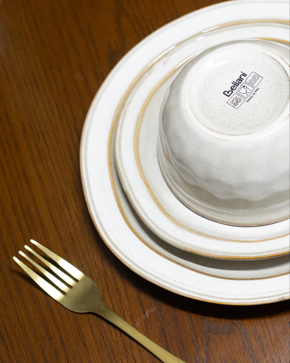 Tafelservice 24-teilig CHIVES Steinzeug Hellbeige_1050663