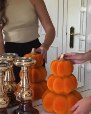 Dekofigur Kürbis KALAMATA Samtstoff Orange_994698