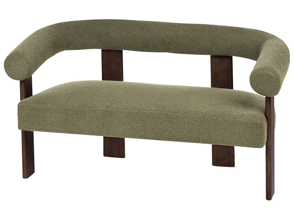 Sofa 2 Seater ILBRO Boucle Green/ Dark Brown_984823