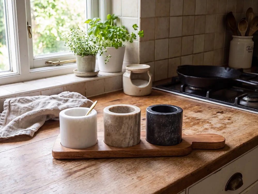 Dipschalen 3er Set mit Serviertablett PATRAS Stein Bunt