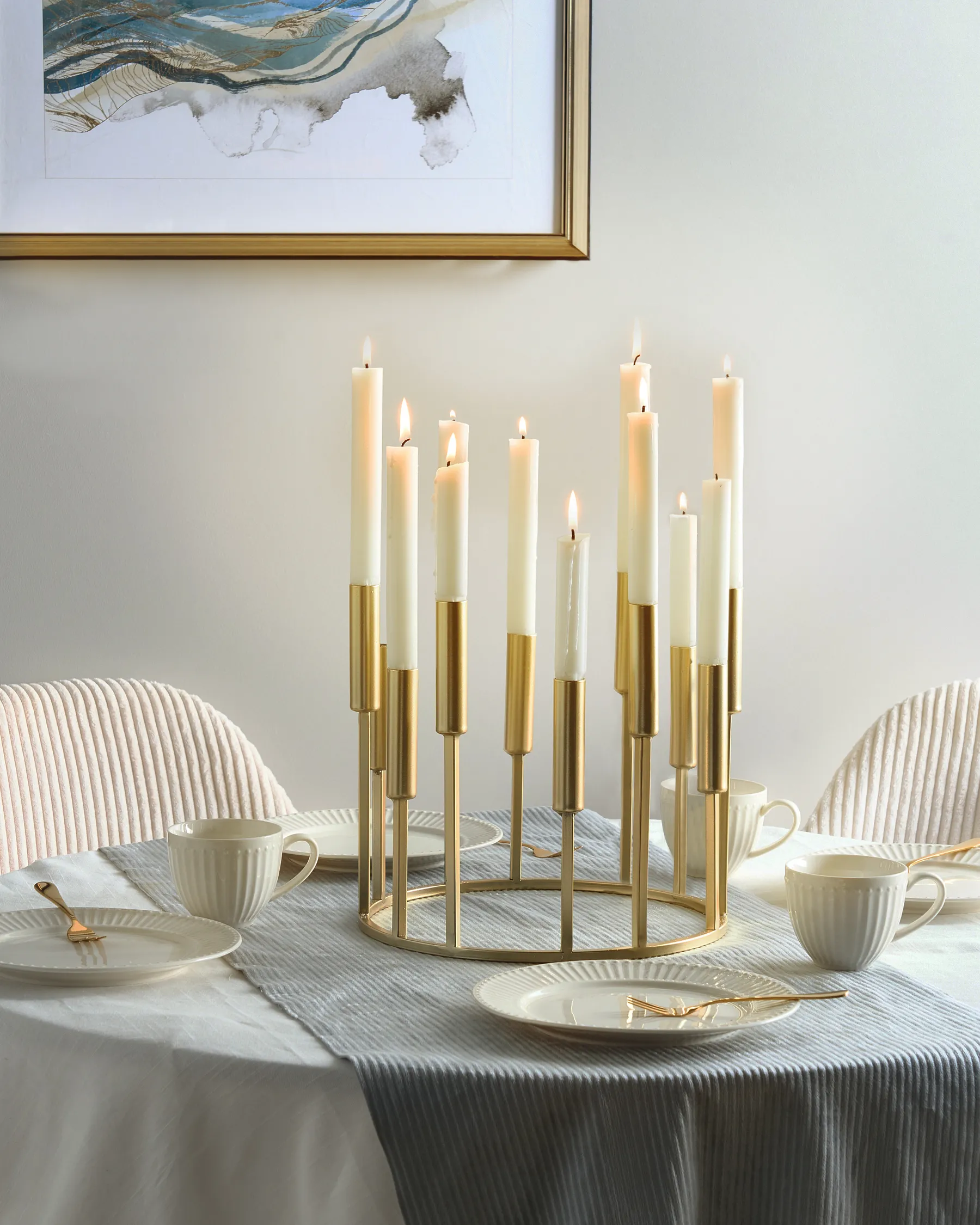 Kerzenständer TRAFARIA 26 cm Metall Gold_968371