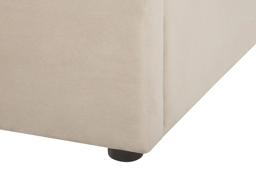 Bett mit Stauraum LUBBON Samtstoff Beige 160 x 200 cm_870080