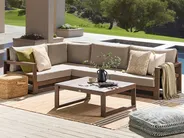 Garden Corner Sofa with Table 4 Seater TIMOR Modular Certified Acacia Wood Dark Brown Right Hand_853403