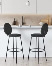 Set of 2 Bar Chairs EMERY Boucle Black_915927