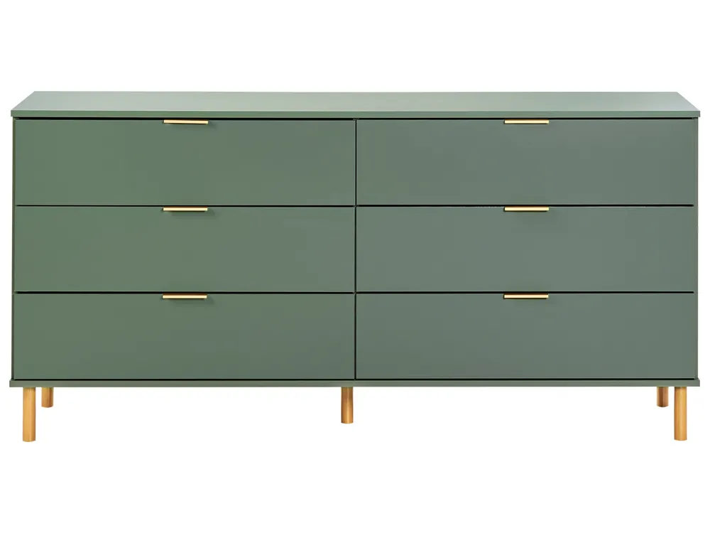 slim fit dress slacks Hand Painted Green Chest of Drawers – Upcycled Furniture with Gold Leg –  Mckay Designs main image 1