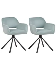Esszimmerstuhl 2er Set drehbar LOURES Stoff Hellblau_945176