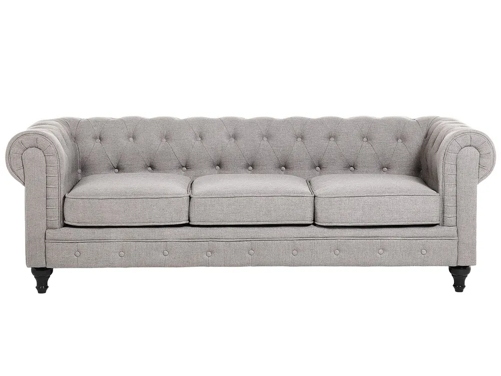 Living Room Set 4 Seater CHESTERFIELD Fabric Light Grey_797134