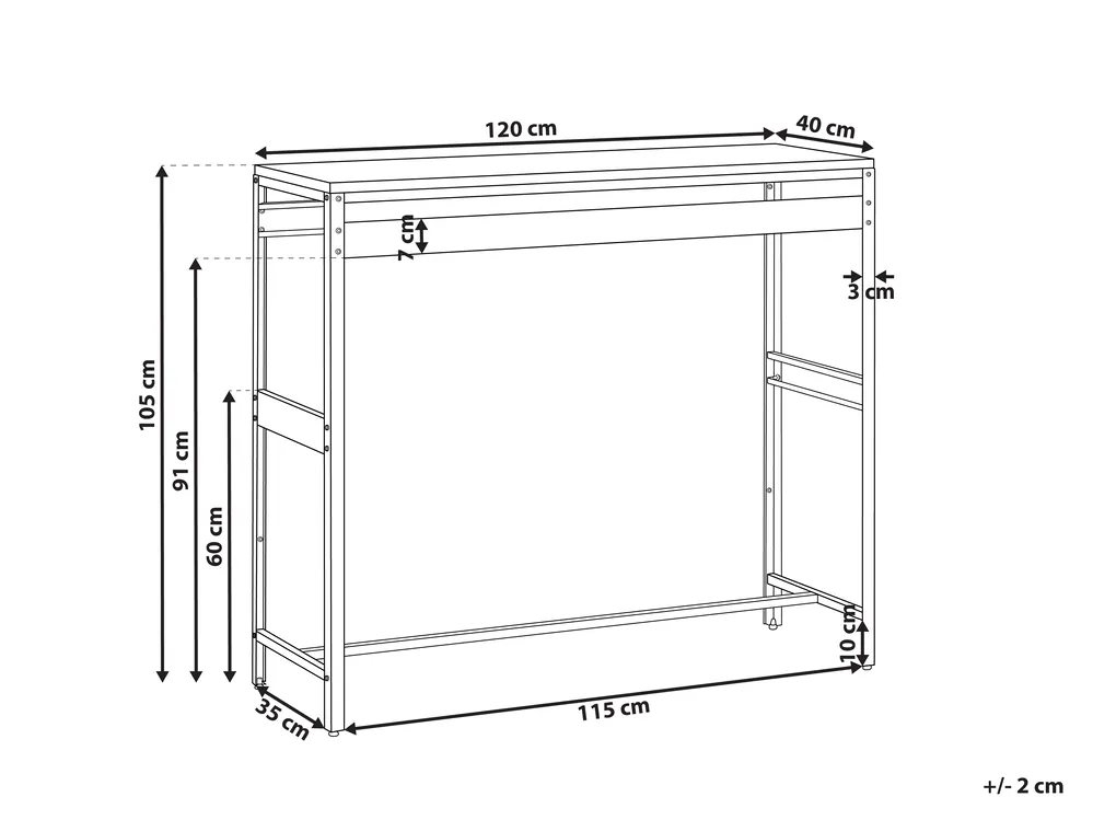 Outdoor-Bartisch MAENZA 120 cm 40 cm Metall Blau_1044865