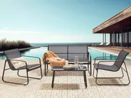 Lounge Set mit Tisch 4-Sitzer BARREA Metall Schwarz_928478