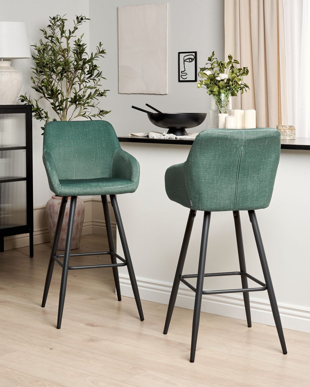 Set van 2 barstoelen CASMALIA Fluweel Donkergroen