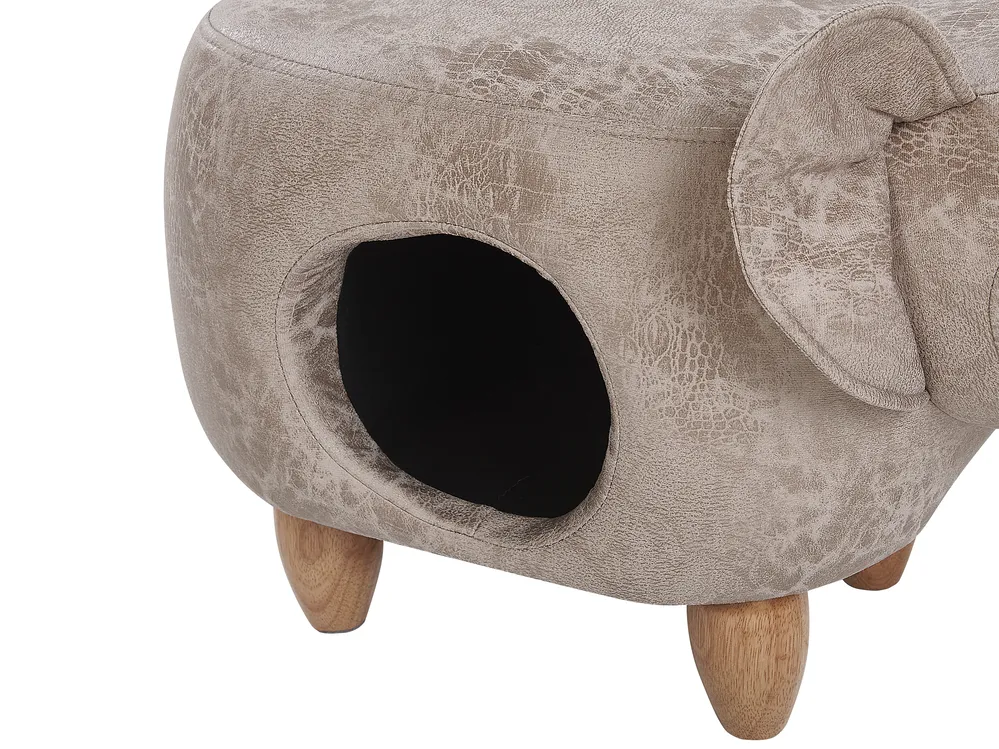 Storage Animal Stool JUMBO Elephant Faux Leather Grey_783593