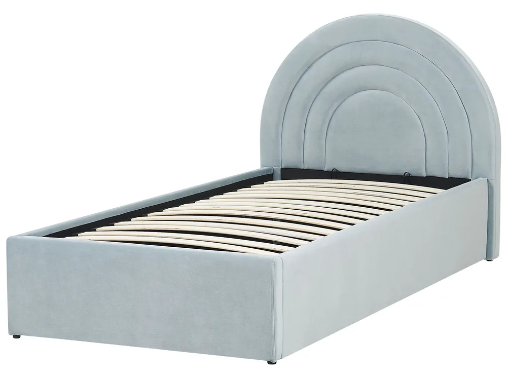 Kids Ottoman Bed ANET Velvet Light Blue 90 x 200 cm (EU Single)_876938