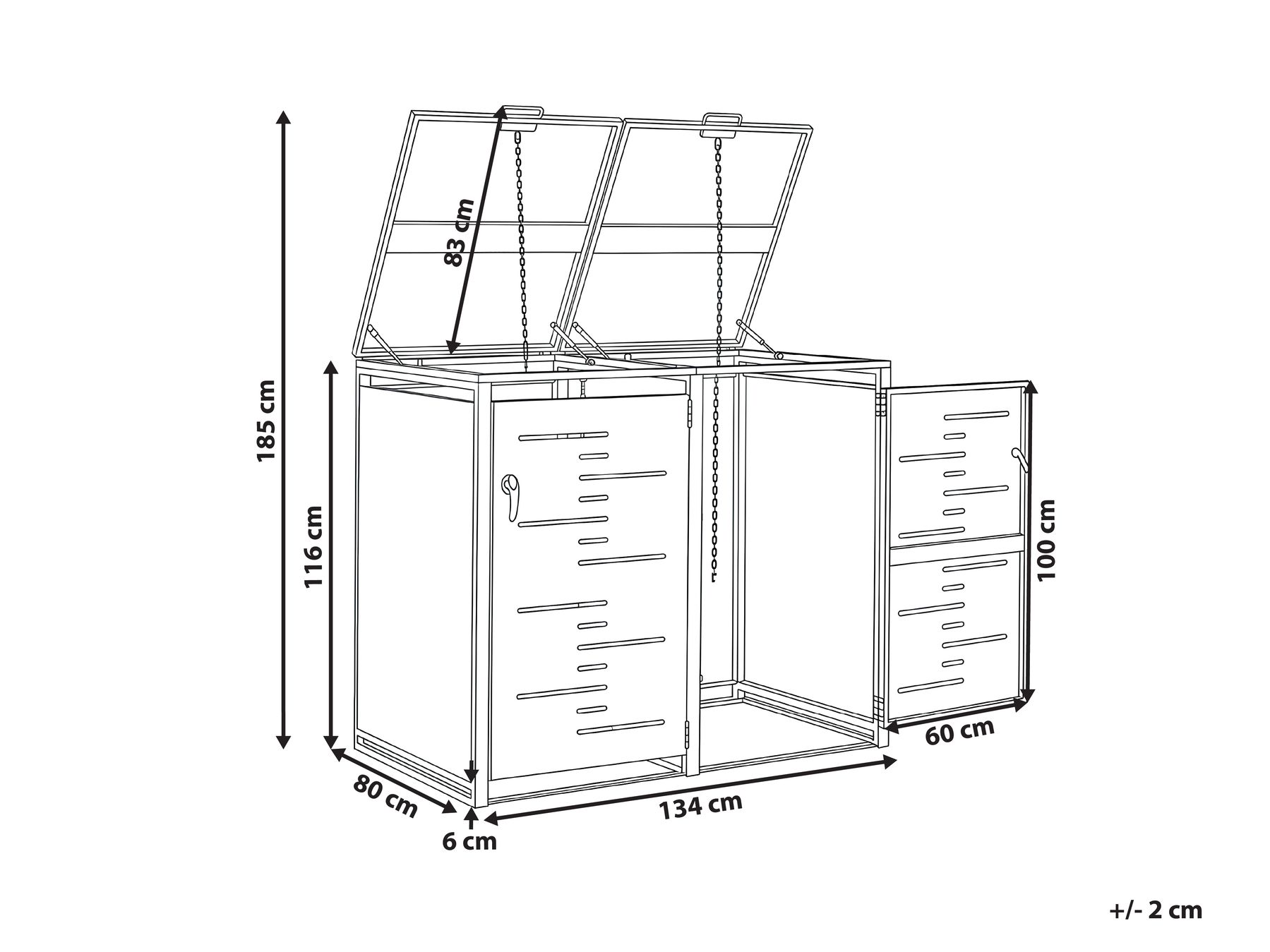 Doppel-Mülltonnenbox 480 L PERISSA Metall Dunkelgrau_1073485