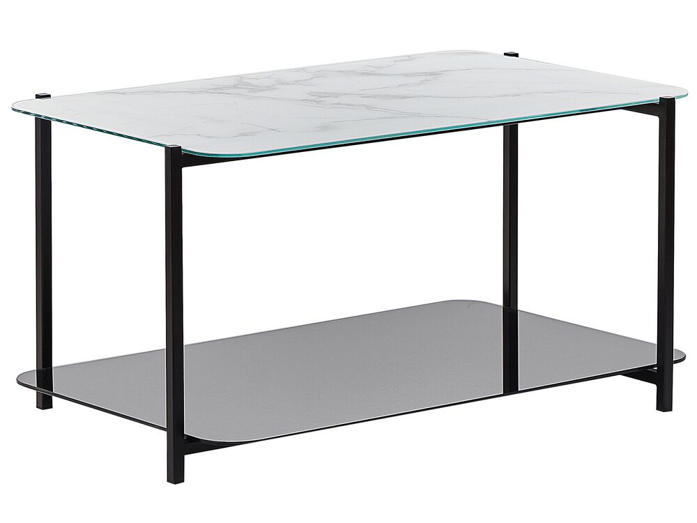 Salontafel GLOSTER Veiligheidsglas Wit marmer