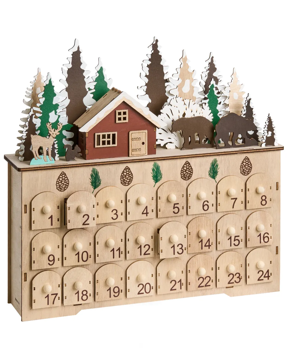 Weihnachtsdekoration LED HELIN 33 cm Adventskalender Hellbraun_1017320