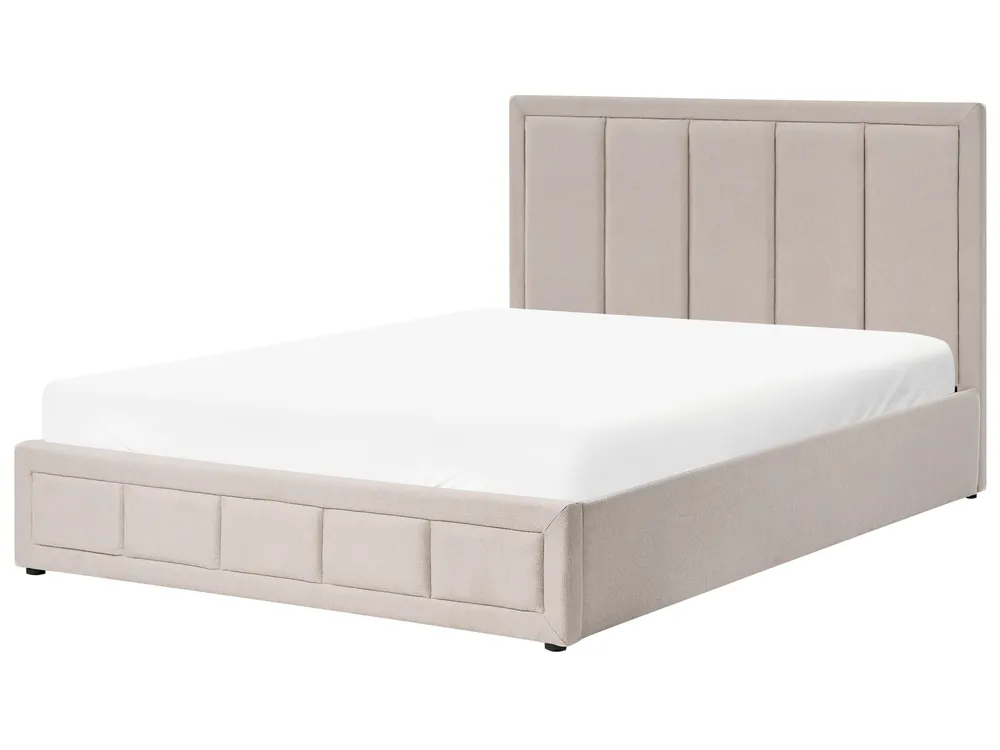 Ottoman Bed QUIBERON Fabric Beige 160 x 200 cm (EU King Size)_1023353