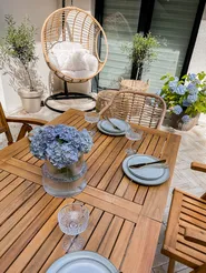 Gartenmöbel Set 6-Sitzer JAVA inkl. Kissen Akazienholz Cremeweiß_831952