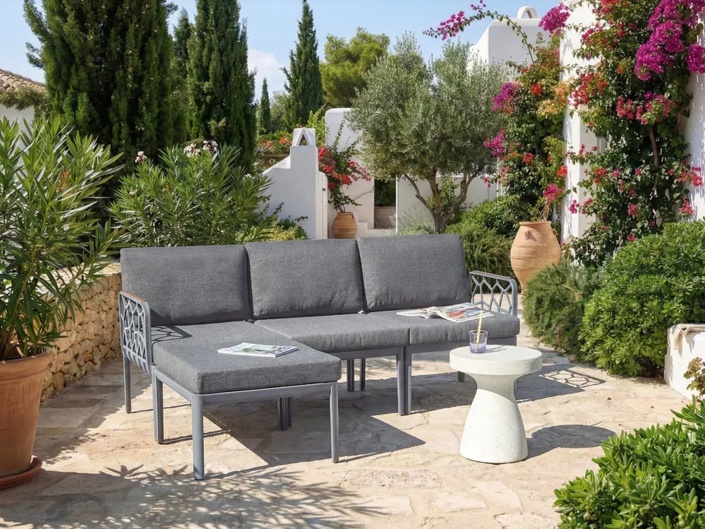 Garden Sofa Set 4 Seater ERICHE Dark Grey_978027
