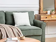 Dekokissen DOURIS 45 x 45 cm Hellbeige Kariertes Muster_1185027