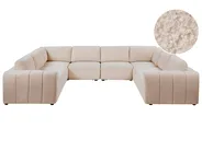Modular U-Shape Sofa 8 Seater KIVVIK Boucle Beige_1045878