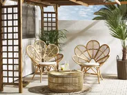 Bistro Set inkl. Kissen FLORENTINE / LIMNI Rattan Beige_793933