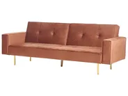 Sofa Bed 3 Seater VISNES Velvet Golden Brown_921879