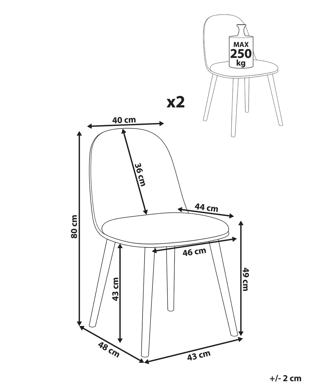 Esszimmerstuhl 2er Set ANKENY Kunstleder Hellbeige_1100185