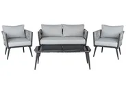 Lounge Set mit Tisch 4-Sitzer PREVEZA Polyrattan Grau_738953
