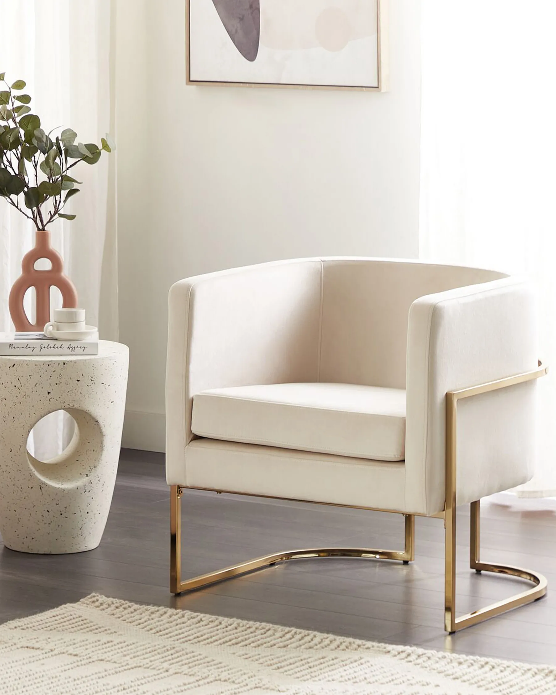 Sessel SIRKKA Samtstoff Hellbeige_872168