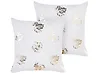 Set van 2 sierkussens GOLDENROD 45 x 45 cm Fluweel Wit bladpatroon
