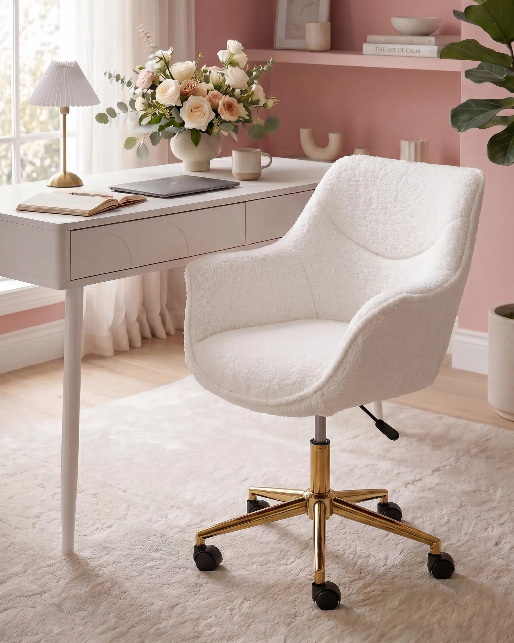 Desk Chair ARDELLE Boucle White_1085589