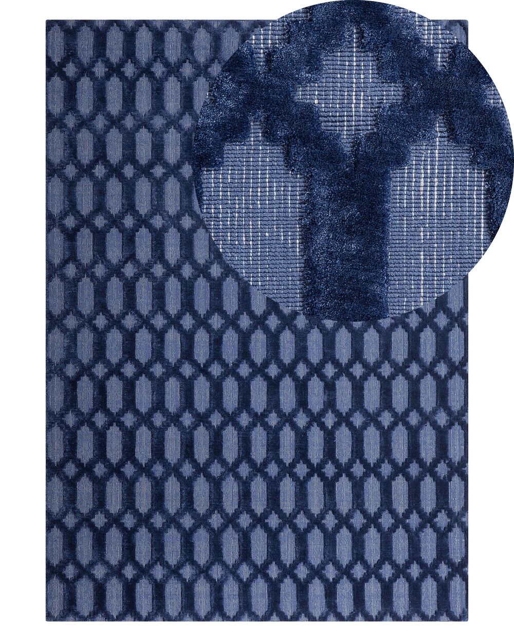 Vloerkleed CIZRE Marineblauw 140 x 200 cm Viscose