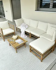 Outdoor Couchtisch CERRETO 55 cm 64 cm Bambus Braun_978673