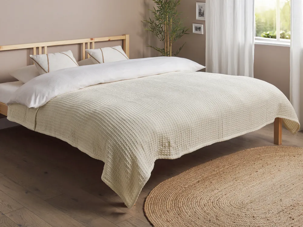 Tagesdecke CHAGYL Baumwolle 200 x 220 cm Hellbeige