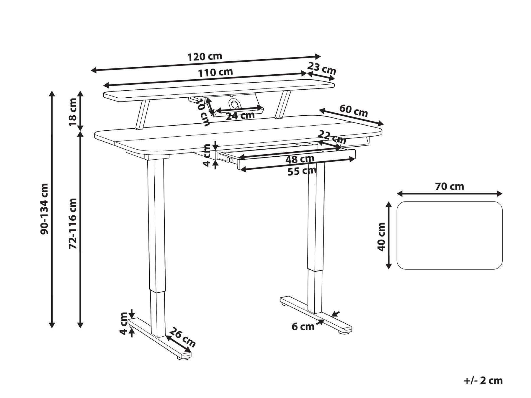 Schreibtisch elektrisch höhenverstellbar WILBANKS 120 cm 60 cm mit USB-Anschluss Braun / Schwarz_1031167